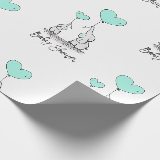 Moderne BABY SHOWER Elephant MINT & Graue Geschenk Geschenkpapier (Ecke)