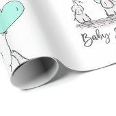 Moderne BABY SHOWER Elephant MINT & Graue Geschenk Geschenkpapier (Rolleneckpunkt)