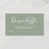 Moderne Baby Shower Sage Green Windel-Raffle Begleitkarte (Vorderseite)
