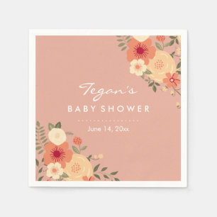 Moderne Baby Shower Servietten mit Pfirsichblüten 