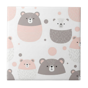 Moderne Babybären in Rosé und Anthrazit Fliese