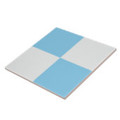Moderne Babyblau-Weiß karierte Keramikfliese (Seite)
