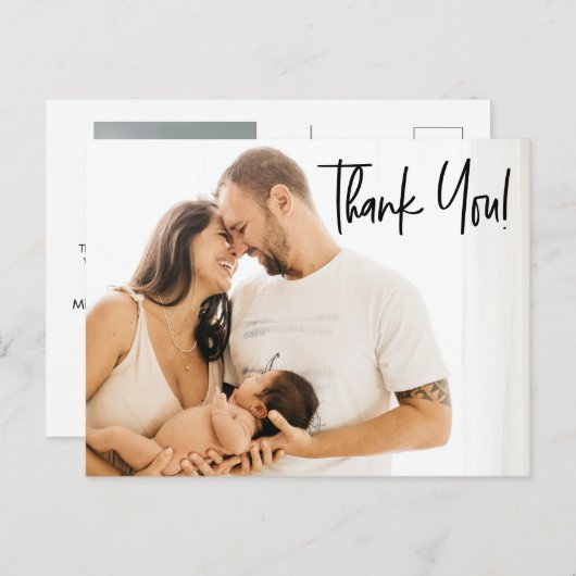 Moderne Babyboy-Dusche Danke für die maßgeschneide Postkarte (Vorne/Hinten)