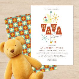 Moderne Babydusche aus der Mitte des Jahrhunderts  Einladung