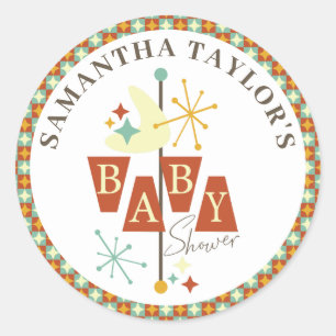 Moderne Babydusche aus der Mitte des Jahrhunderts Runder Aufkleber