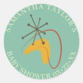 Moderne Babydusche aus der Mitte des Jahrhunderts Runder Aufkleber (Vorderseite)