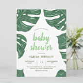 Moderne Babydusche aus Tropenblättern Einladung (Stehend Vorderseite)