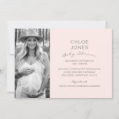 Moderne Babydusche B/W Foto Champagner Pink Einladung (Vorderseite)