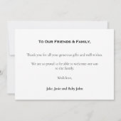 Moderne Babydusche, Baby Boy, Dankeschön Karte (Rückseite)