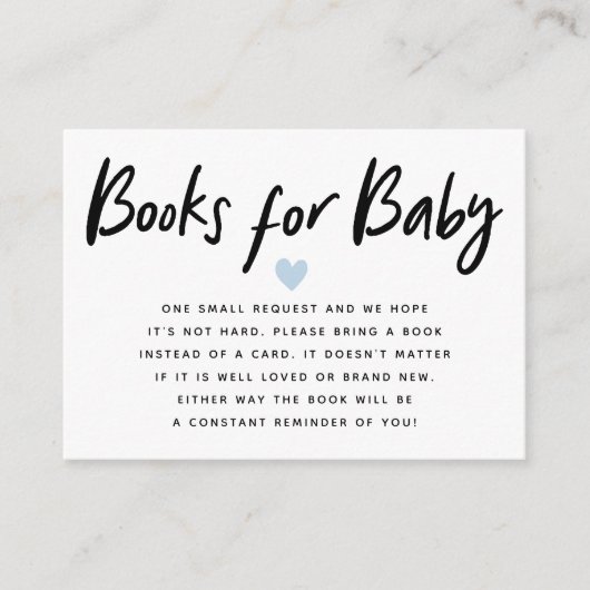 Moderne Babydusche blau | Buchanfrage Begleitkarte (Vorderseite)