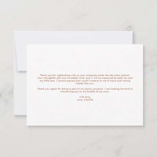 Moderne Babydusche Dankeskarte (Rückseite)