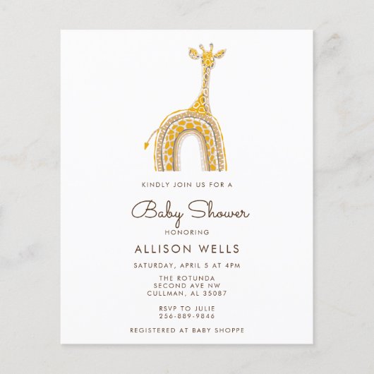 Moderne Babydusche Einladung (Vorderseite)