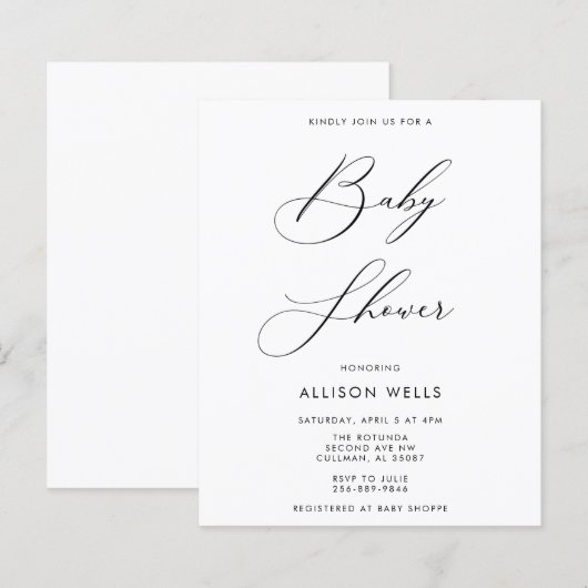 Moderne Babydusche Einladung (Vorne/Hinten)