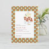 Moderne Babydusche - Einladung - Retro (Stehend Vorderseite)