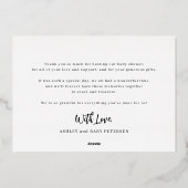 Moderne Babydusche Foto Goldfolie Danke Karte (Rückseite)