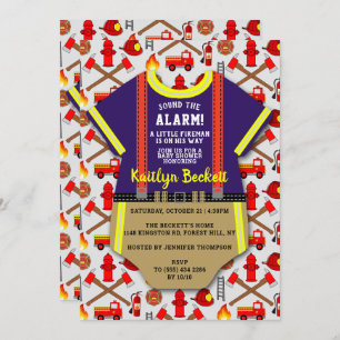 Moderne Babydusche "Little Fireman" Einladung