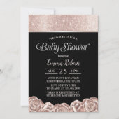 Moderne Babydusche Luxus Foil Rose Gold Floral Einladung (Vorderseite)