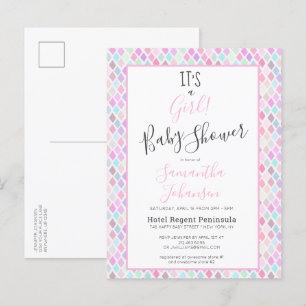 Moderne Babydusche mit geometrischen Mustern Einladungspostkarte