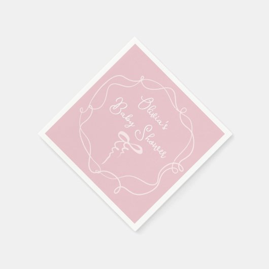 Moderne Babydusche mit rosa Bugwange Serviette (Ecke)