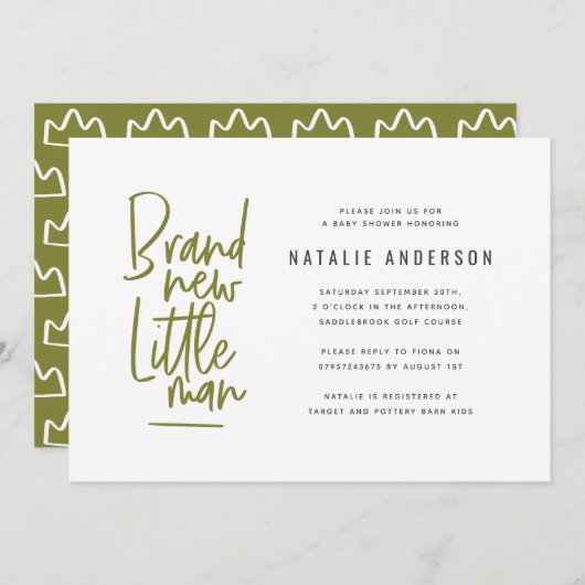 Moderne Babydusche Party Einladung (Vorne/Hinten)