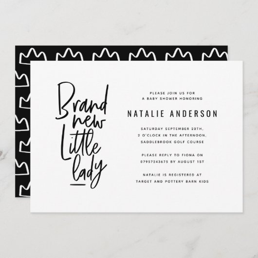 Moderne Babydusche Party Einladung (Vorne/Hinten)