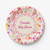 Moderne Babydusche Retro Abstrakt rosa Wavy Pappteller (Vorderseite)