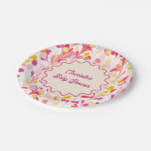 Moderne Babydusche Retro Abstrakt rosa Wavy Pappteller (Schrägansicht)