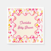 Moderne Babydusche Retro Abstrakt rosa Wavy Serviette (Vorderseite)