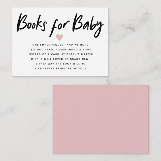 Moderne Babydusche Rosa | Buchanfrage Begleitkarte (Vorne/Hinten)