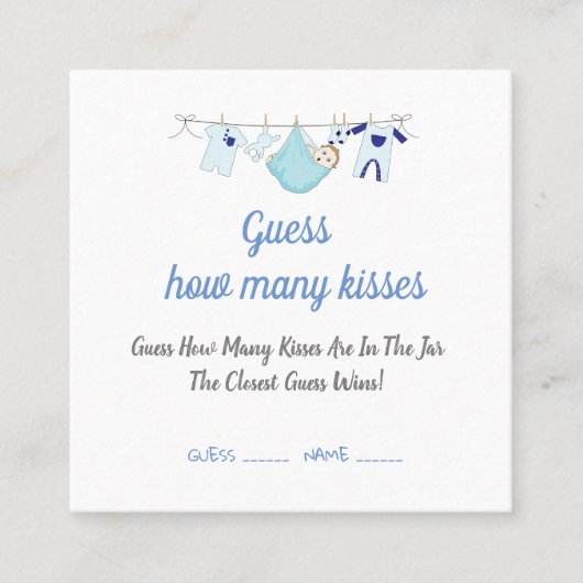 Moderne Babydusche schätzt, wie viele Kisses Card Quadratische Visitenkarte (Vorderseite)
