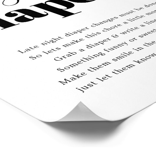 Moderne Babydusche "Spate Night Diaper" Poster (Ecke)