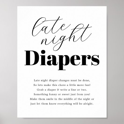 Moderne Babydusche "Spate Night Diaper" Poster (Vorne)