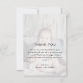 Moderne Babydusche Vielen Dank für ein Foto Dankeskarte (Rückseite)