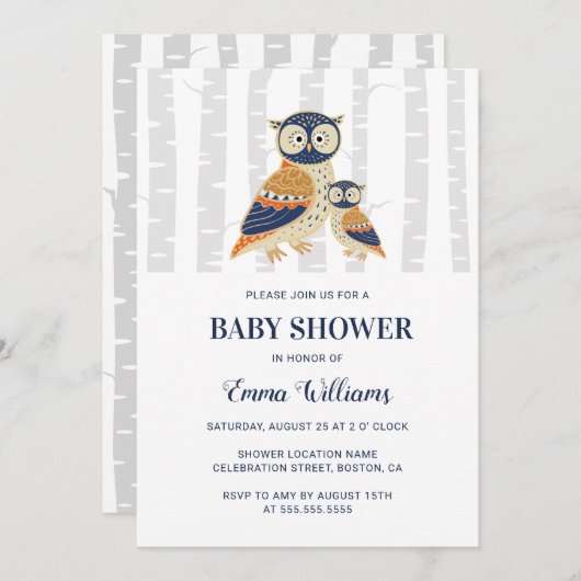 Moderne Babydusche - Winter Einladung (Vorne/Hinten)