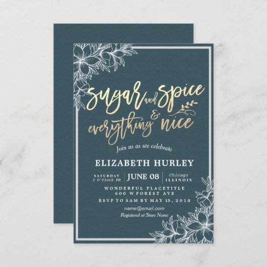 Moderne Babydusche Zuckerhut & Gewürze & Alles net Einladung (Vorne/Hinten)