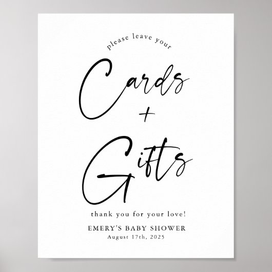 Moderne Babyduschkarten und Geschenkgutscheine Poster (Vorne)