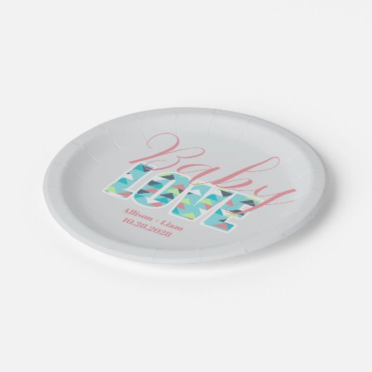 Moderne Babyduschplatte Pappteller (Schrägansicht)