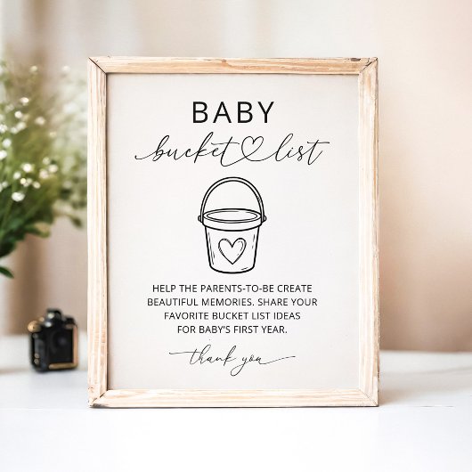 Moderne Babyeimer-Checkliste - Babyparty-Schild Poster