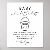 Moderne Babyeimer-Checkliste - Babyparty-Schild Poster (Vorne)