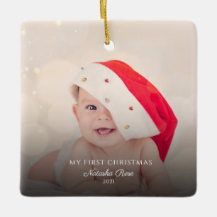 Moderne Babyfotos 1. Weihnachten Keramikornament