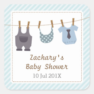 Moderne Babykleidung Baby Boy Shower Party Quadratischer Aufkleber