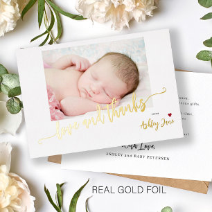 Moderne Babyparty-Foto-Goldfolie-Dankeskarten Folieneinladung