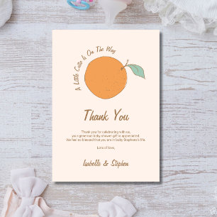 Moderne Babyparty für ein kleines Süßes Orange Dankeskarte