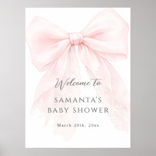 Moderne Babyparty für Mädchen mit rosa Schleife Poster