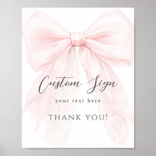 Moderne Babyparty für Mädchen mit rosa Schleife Poster