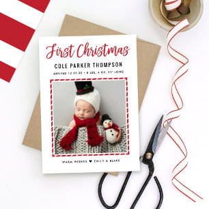 Moderne Babys Erste Weihnachten Rote Streifen Foto