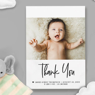 Moderne Babys Foto mit Neugeborenen-Geburtsstatist Dankeskarte