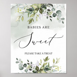Moderne Babys mit bohoner Grünpflanzen sind süß Poster