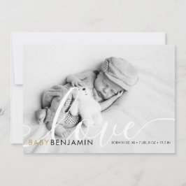 Moderne Babyschrift Liebesgold Herzen Geburt Ankündigung