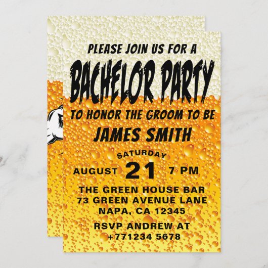 Moderne Bachelor Party Einladung (Vorne/Hinten)